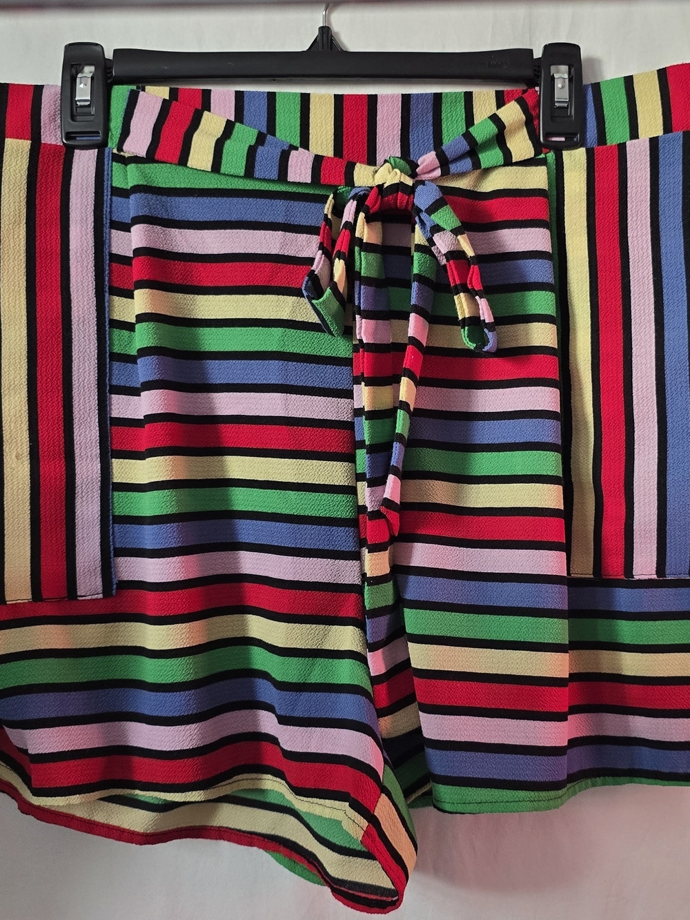 LA Gypsy Vintage Women's Multicolor Striped Shorts 2X Plus Festival Boho Pride - Picture 2 of 8